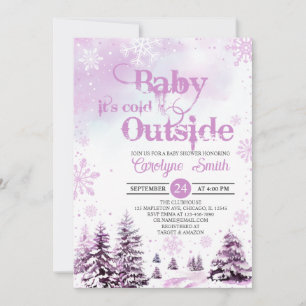 Invitation Bébé c'est froid dehors Baby shower fille hiver
