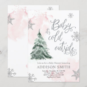 Invitation Bébé C'est froid dehors de la douche Fille des arb