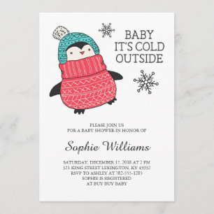 Invitation Bébé, c'est froid hors Baby shower d'hiver