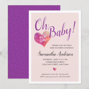 Invitation Bébé ! C'est un Baby shower de coeur rose fille
