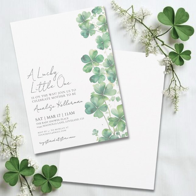 Invitation Bébé Chanceux Fête de la Saint-Patrick Baby Shower (Lucky Little One St. Patrick's Day Baby Shower Invitation)