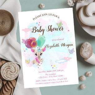 Invitation Bébé Chéri, Ballons, Éclaboussure Aquarelle Baby S