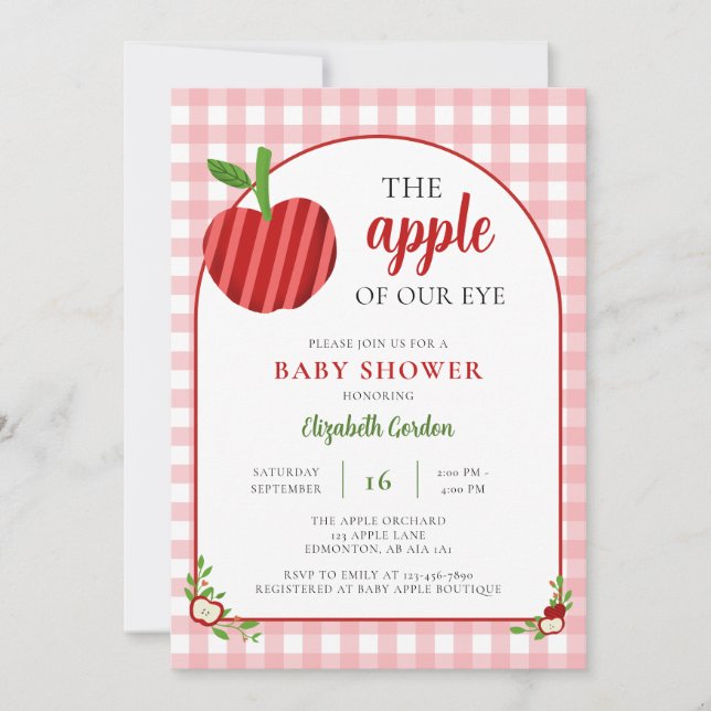 Invitation Bébé Chéri Fête de Naissance Gingham Douceur (Devant)