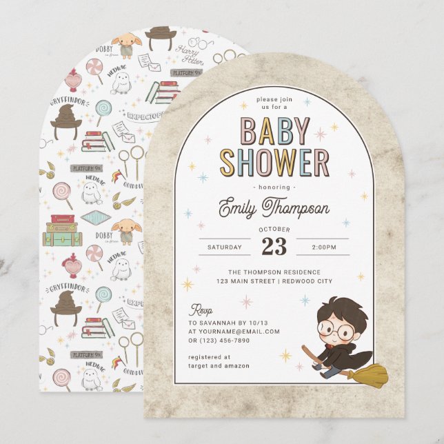 Invitation Bébé Chibi Harry Potter Shower de Fête Prénatale (Devant / Derrière)
