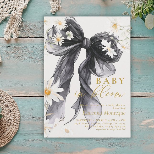 Invitation Bébé Chic en Fleur Fête Prénatale avec Arc Daisy N (Créateur téléchargé)