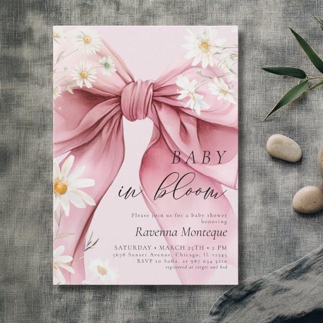 Invitation Bébé Chic en FleurInvitation Fille Rose (Créateur téléchargé)