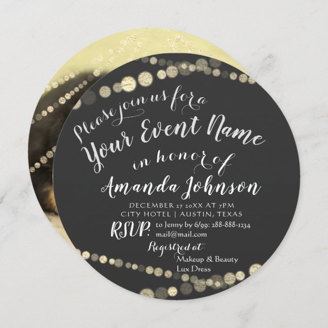 Invitation Bébé chiot douche nouveau chien photo gris or (Devant / Derrière)