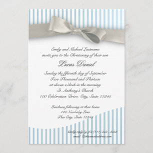Invitation Bébé Christening Pinstripe avec Bow