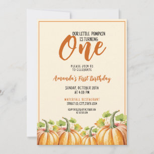 Invitation Bébé Citrouille mignon 1er anniversaire