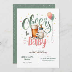 Invitation BÉBÉ COED Bières brasseuses Bouteilles Cheers Fleu
