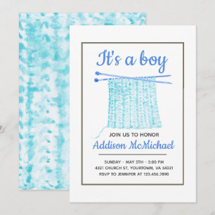 Invitation Bébé Couverture Knit Garçon