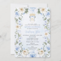 Bébé Crème Bleue Floral Wreath Or Quinceañera