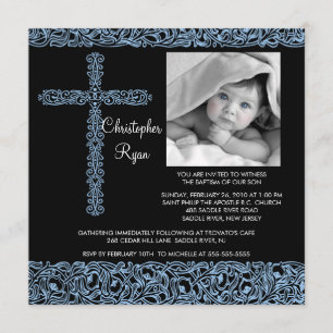 Invitation Bébé croisé vintage d'Inviation de baptême de