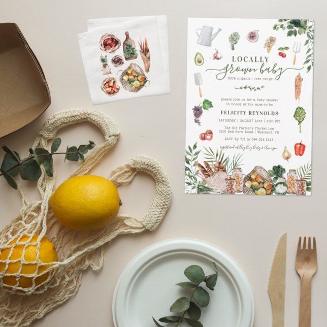 Invitation Bébé cultivé localement | Baby Shower au marché de (Créateur téléchargé)