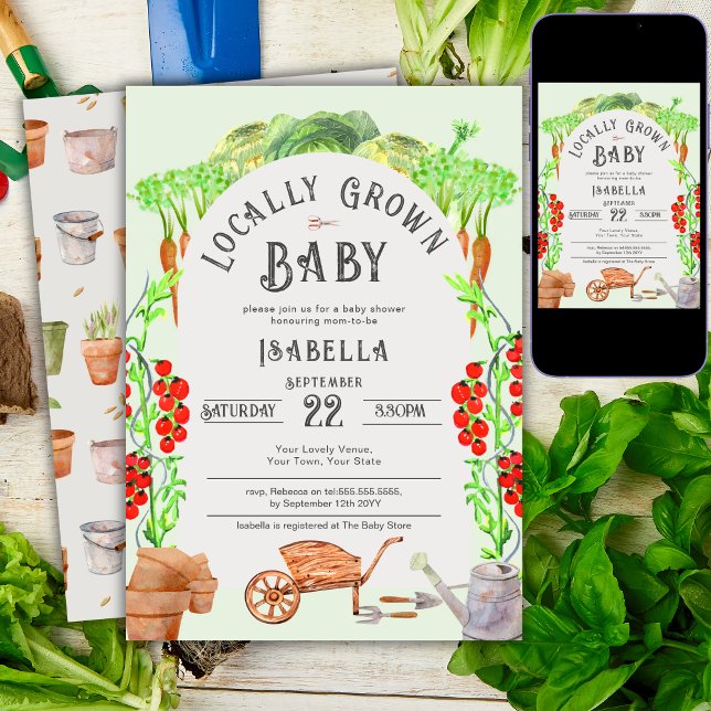 Invitation Bébé cultivé localement, Baby Shower Marché de fer (Créateur téléchargé)