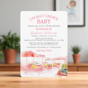 Invitation Bébé cultivé localement Farmers Marché Baby Girl d