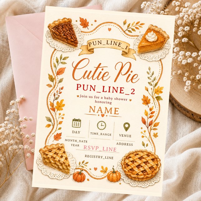 Invitation Bébé Cutie Pie Noix de Pécan Citrouille Automne (Créateur téléchargé)