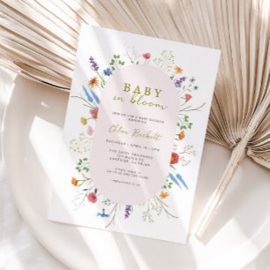 Invitation Bébé dans le Baby shower de jardin en fleurs