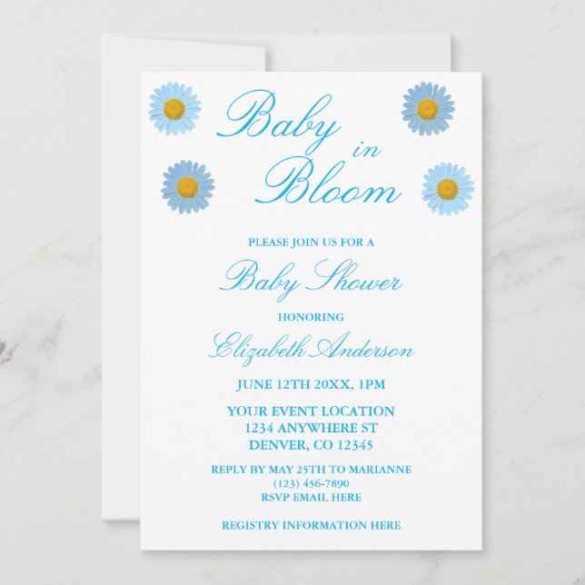 Invitation Bébé dans le Baby shower en fleur (Devant)