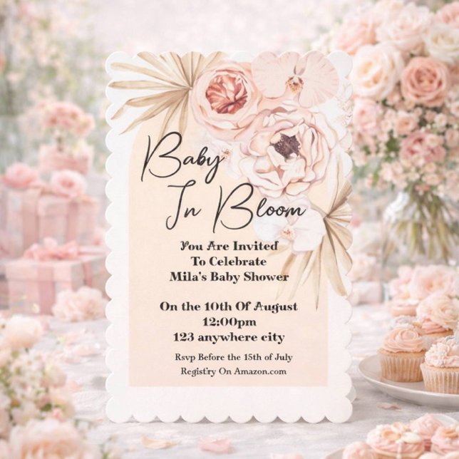 Invitation Bébé dans le Baby shower en fleur (Créateur téléchargé)