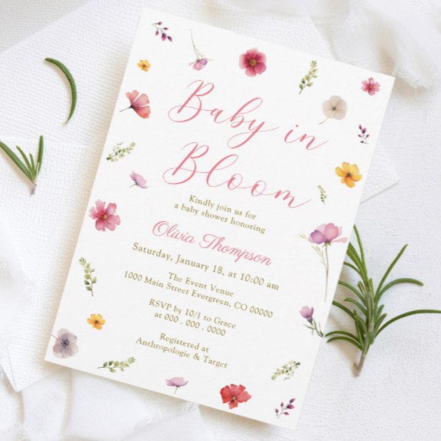 Invitation Bébé dans le Baby shower en fleur (Créateur téléchargé)
