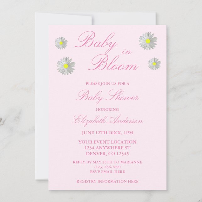 Invitation Bébé dans le Baby shower en fleur (Devant)