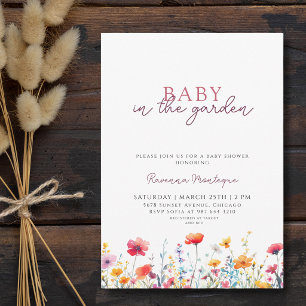 Invitation Bébé dans le jardin Boho Floral Élégant Baby Showe