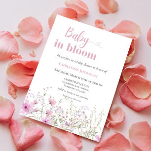 Invitation Bébé dans une floraison fleur sauvage baby shower