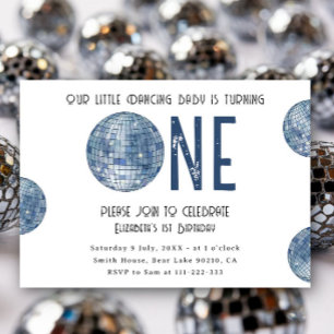 Invitation Bébé danse groovy disco pour son premier anniversa