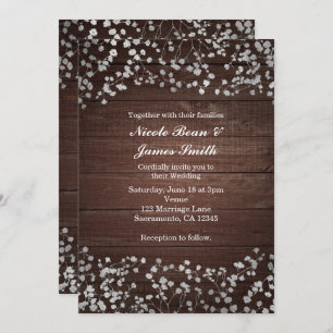 Invitation Bébé d'argent Respiration et mariage de bois Invit