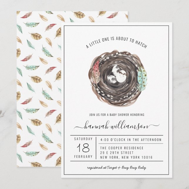 Invitation Bébé de printemps | Fête de bébé à l'éclosion (Devant / Derrière)