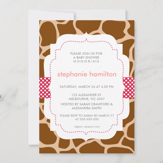 Invitation Bébé de ruban de point de polka de poster de (Devant)