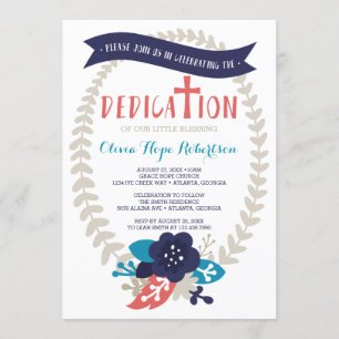 Invitation Bébé Dedication Invitation, Floral, Contemporain