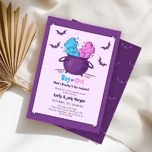 Invitation Bébé d'Halloween mignon brasse Révélation de genre