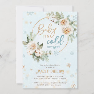 Invitation Bébé d'hiver C'est froid dehors douche or gelé