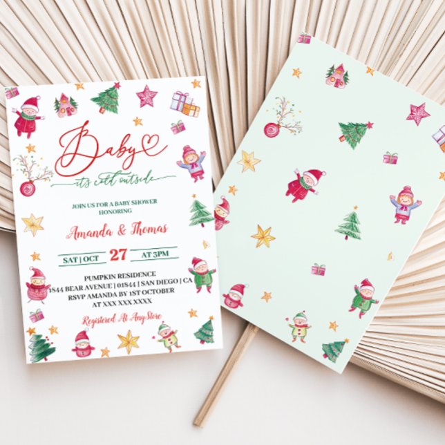 Invitation Bébé d'hiver C'est un Baby shower d'aquarelle froi (Créateur téléchargé)