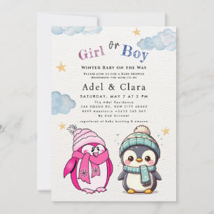 Invitation Bébé d'hiver en route Fête de bébé Pingouin d'hive