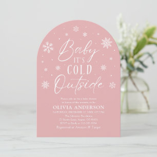 Invitation Bébé d'hiver rose Il fait froid dehors Baby shower