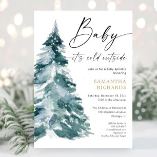 Invitation Bébé d'hiver saupoudrer il fait froid dehors douch