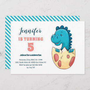 Invitation Bébé Dino Hatching Egg Cute Kids Dinosaur Annivers