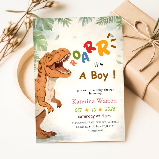 Invitation Bébé Dinosaure Garçon Baby Shower (Créateur téléchargé)