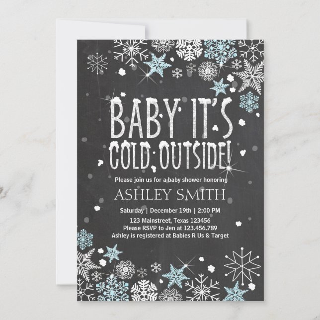 Invitation Bébé d'invitation de baby shower c'est bleu froid (Devant)
