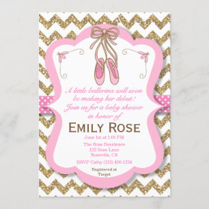 Invitation Bébé d'invitation de baby shower de ballerine