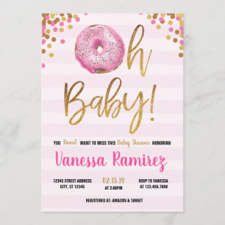 Invitation Bébé Donut Girl baby shower saupoudrer l'invitatio