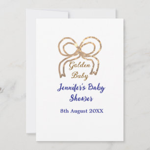 Invitation Bébé d'or arc bleu royal baby shower