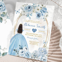 Bébé d'or bleu Floral Princesse Quinceañera