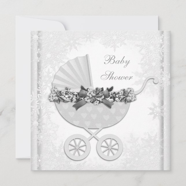 Invitation Bébé douche de Noël flocon de neige merveilleux pa (Devant)