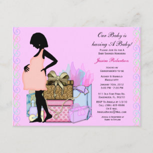 Invitation Bébé, Douche Pour Fille, Coup De Rose,