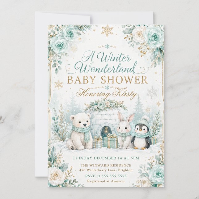 Invitation Bébé Douillet de Fête de Finition d'Hiver (Devant)