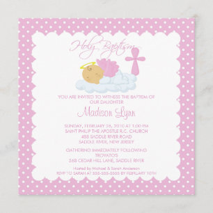 Invitation Bébé doux d'ange et baptême Inviation de croix